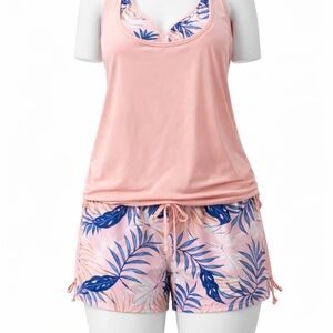 Pink Tropical Two-Piece Lounge Set